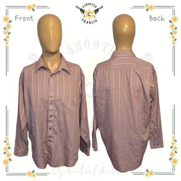 Manhattan Shirtmakers Men's Dress Shirt Size Small 15.5 Purple Silver Pinstripe - Picture 1 of 6